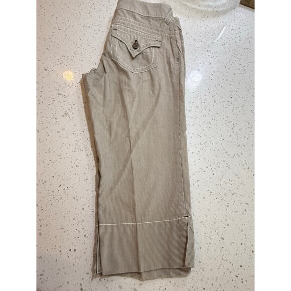 PURE COLOR CAPRI STRIPED 100% COTTON PANTS WOMENS SIZE 28" WAIST - Picture 2 of 7